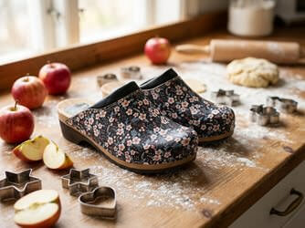 Blomsterdesignet træsko dame styled med jeans